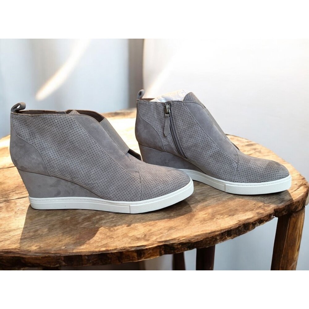 Linea Paolo Gray Suede Wedge Sneaker Womens Size 10M NWOB